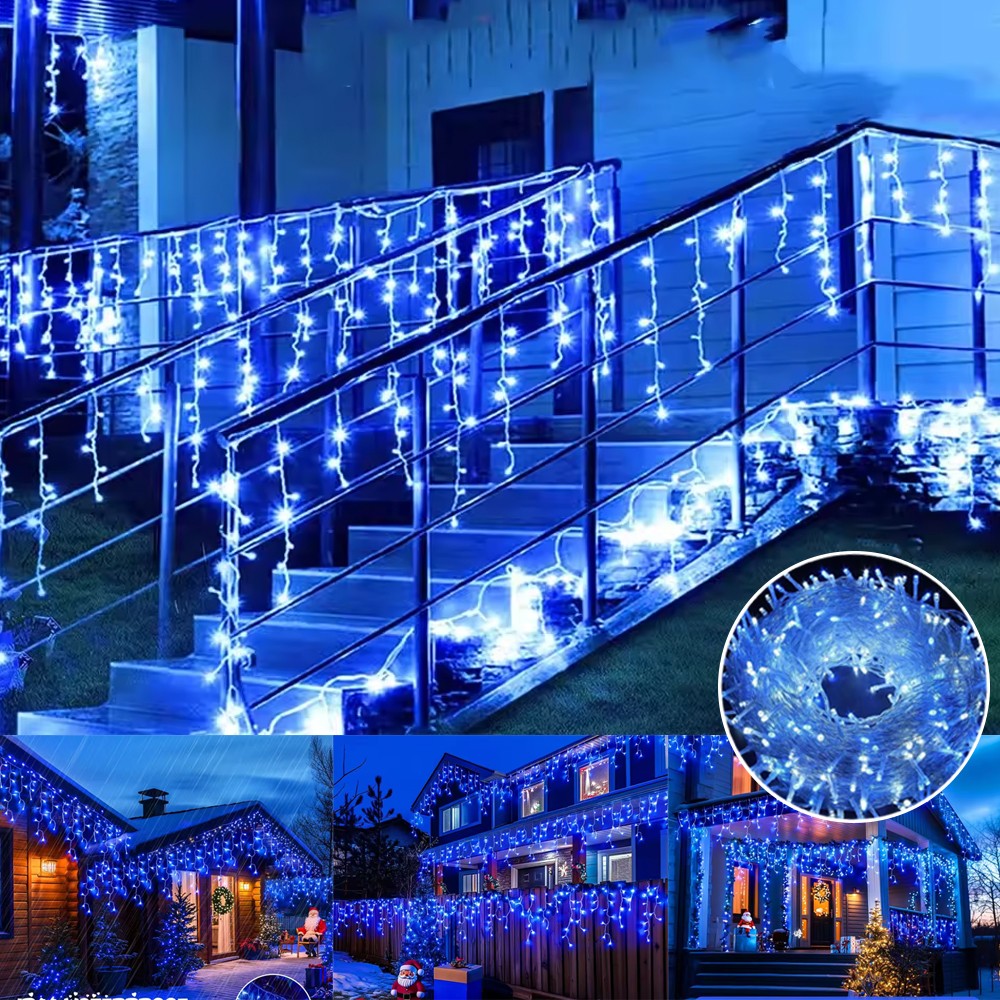 CHRISTMAS LED WHITE SNOWING ICICLE BRIGHT PARTY WEDDING XMAS OUTDOOR LIGHTS