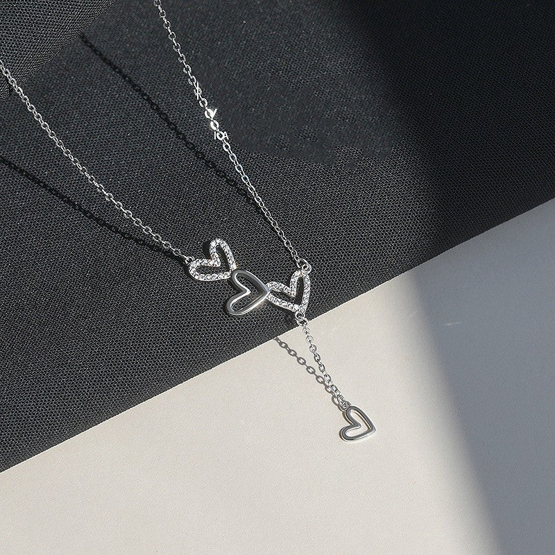 925 Sterling Silver Heart Linked Choker Necklace Women Girls Jewellery Gift UK