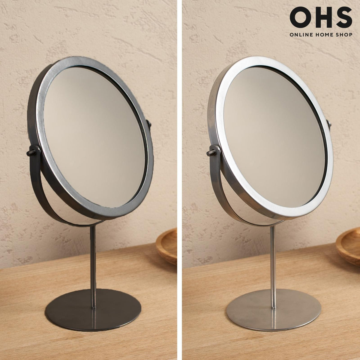 Bathroom Mirror Round Accessories Free Standing Vanity Stainless Steel Bedroom