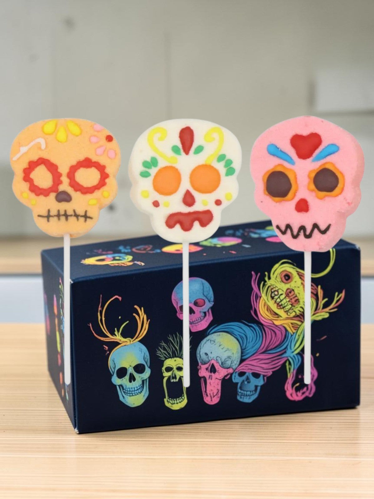 Skull Mallow Lollipops Halloween Fruit Flavoured Sweets 35g each 3, 6 or 12 Pack