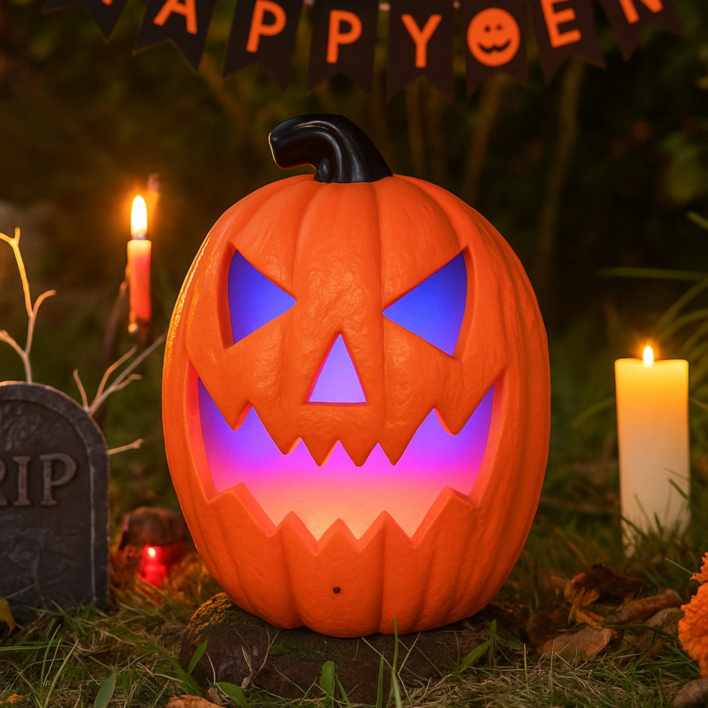 iN Halloween LED Pumpkin - Halloween Decoration - Colour Changing - Spooky Sound