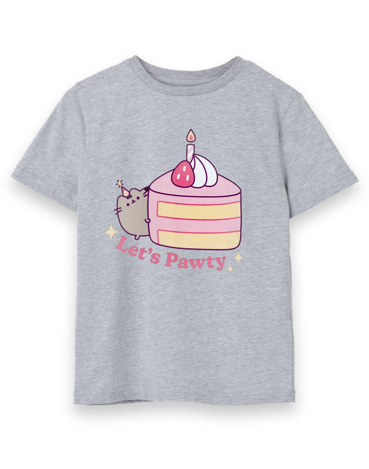Pusheen Short Sleeved T-Shirt | Girls Grey Marl | Official Merch