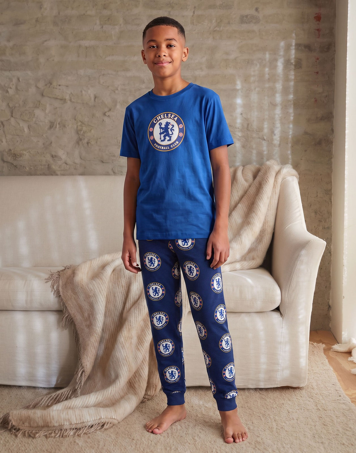 Chelsea Short Sleeve Long Leg Pyjama Set | Boys Blue | Official Merch