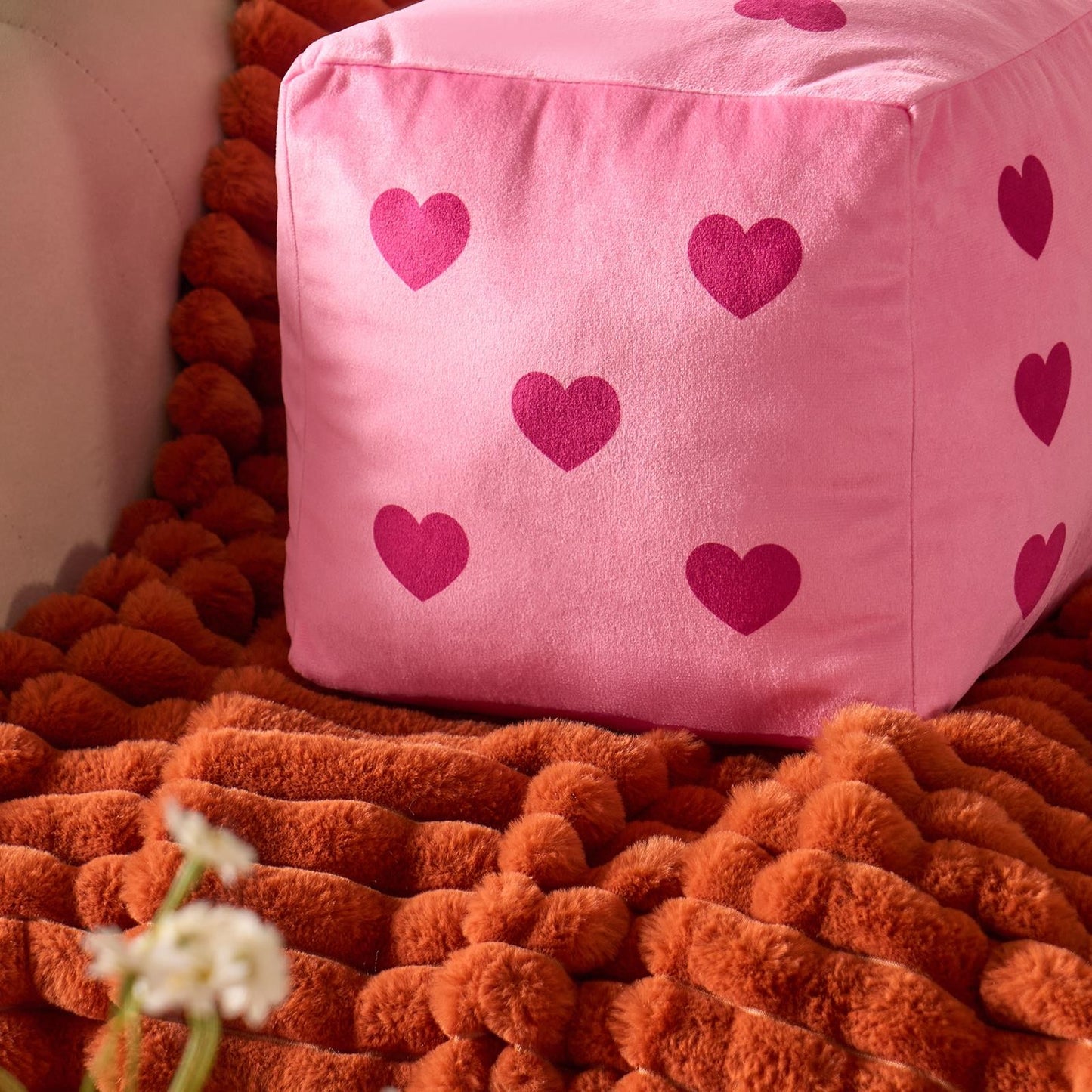 OHS Dice Cushion Hearts Decorative Filled Scatter Throw Pillow Home Decor