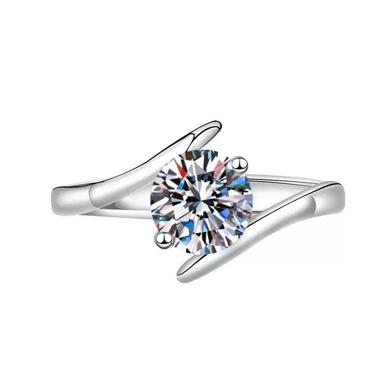 925 Sterling Silver Crystal Stone Adjustable Ring Women Girls Jewellery Gift UK
