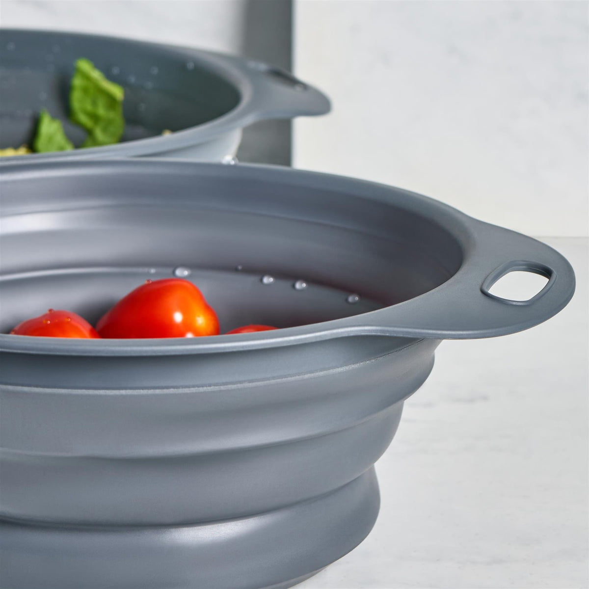 OHS Silicone Colander Set of 2 Collapsible Strainer Folding Draining Basket
