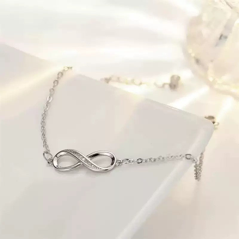 925 Sterling Silver Crystal Love Charm Bracelet Women Girls Jewellery Gift