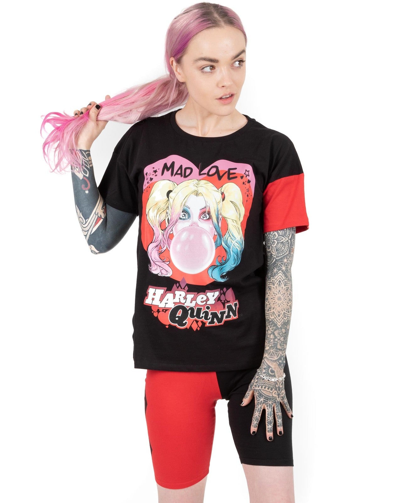 DC Comics Short Sleeve Cycling Short Pyjama Set | Womens Red | Official Merch
