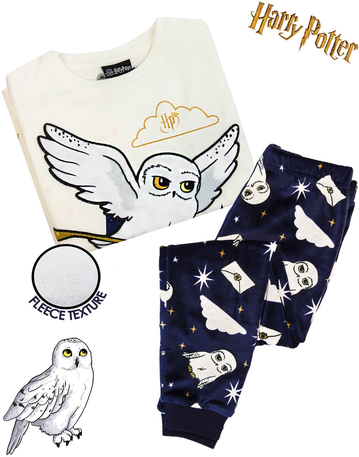 Harry Potter Long Sleeve Long Leg Pyjama Set | Girls White | Official Merch