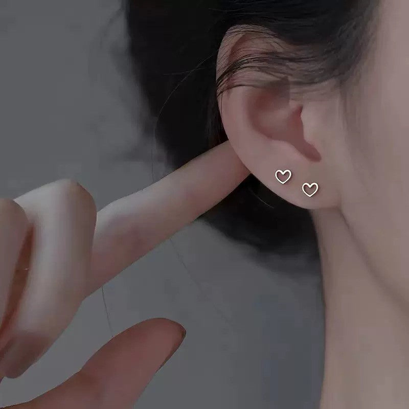 925 Sterling Silver Crystal Cute Heart Stud Earrings Jewellery Women Girls Gift