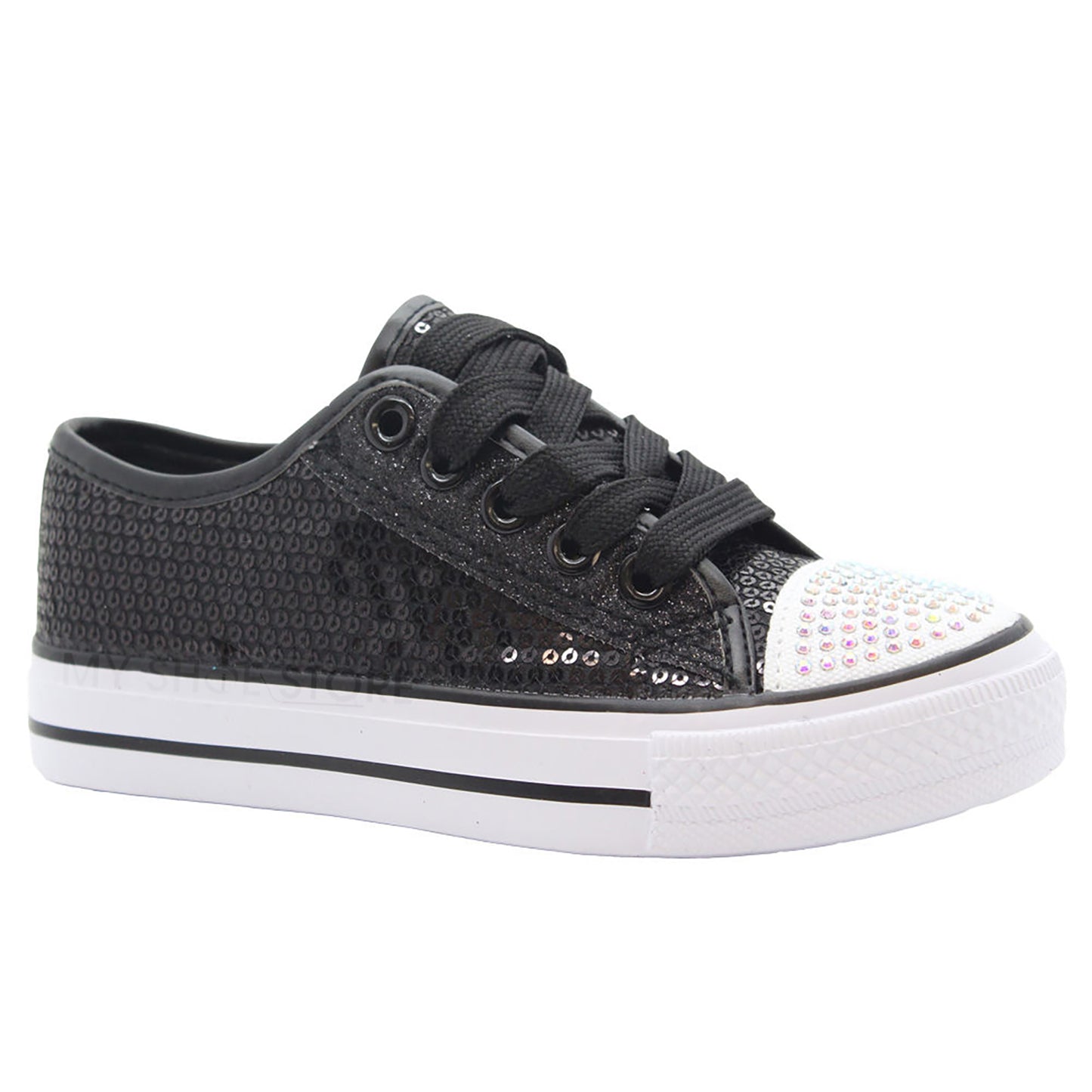 GIRLS DIAMANTE CANVAS SHOES CHILDRENS CASUAL PUMPS PLIMSOLLS SNEAKERS TRAINERS