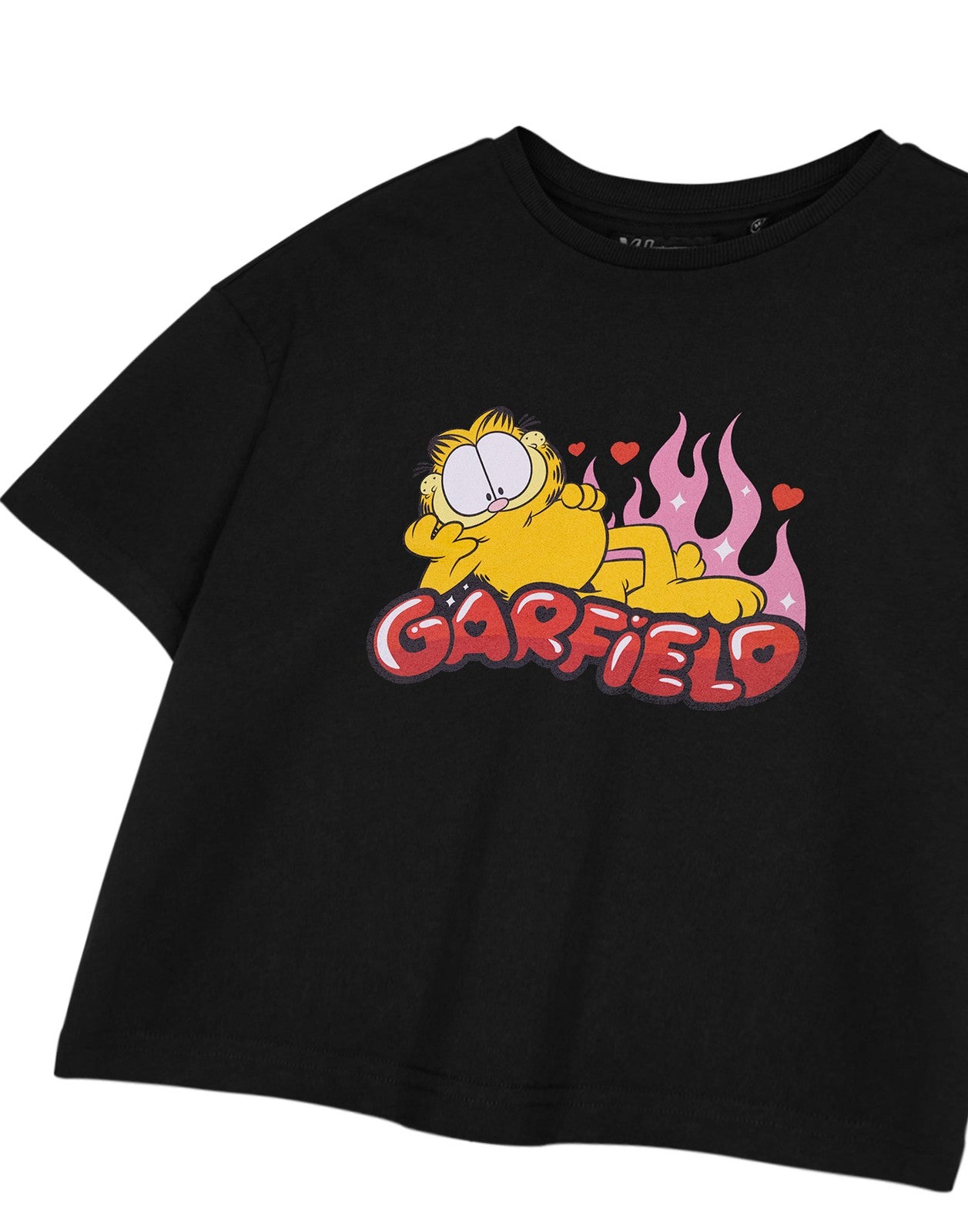 Garfield Cropped Short Sleeved T-Shirt | Womens Black | Official Merch
