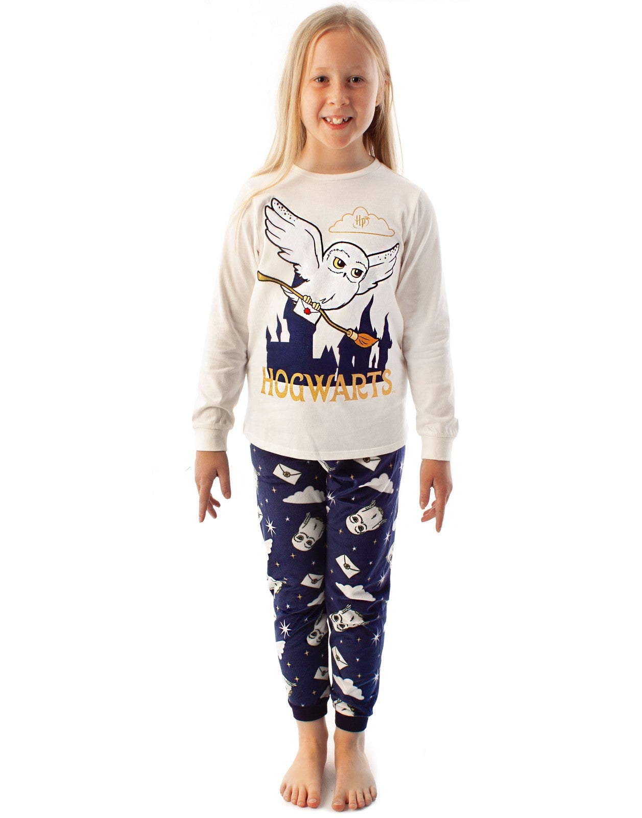 Harry Potter Long Sleeve Long Leg Pyjama Set | Girls White | Official Merch