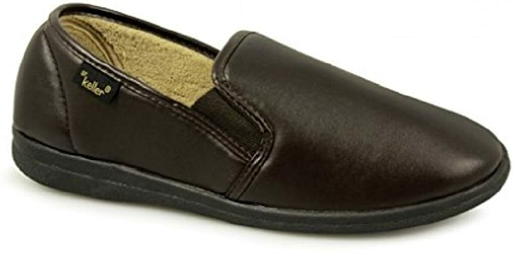 DR KELLER MENS SLIPPERS STRAP FLEECE UPPER WARM  CUSHIONED CASUAL SLIP ON SHOES