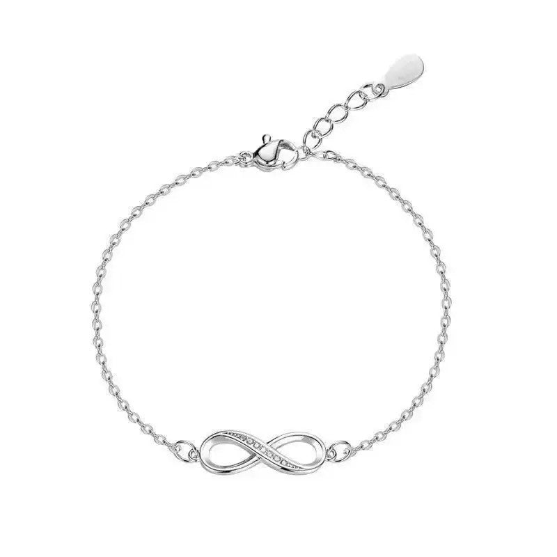 925 Sterling Silver Crystal Love Charm Bracelet Women Girls Jewellery Gift