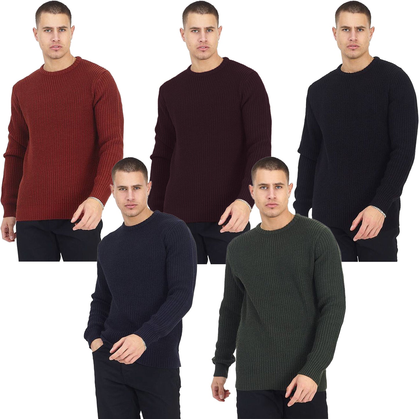 BRAVE SOUL MENS CREW NECK JUMPERS PULLOVER LONG SLEEVE WINTER SWEATER KNITTED TO