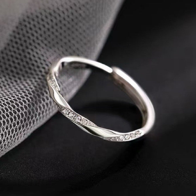925 Sterling Silver Crystal Fashion Adjustable Ring Women Girls Jewellery Gift