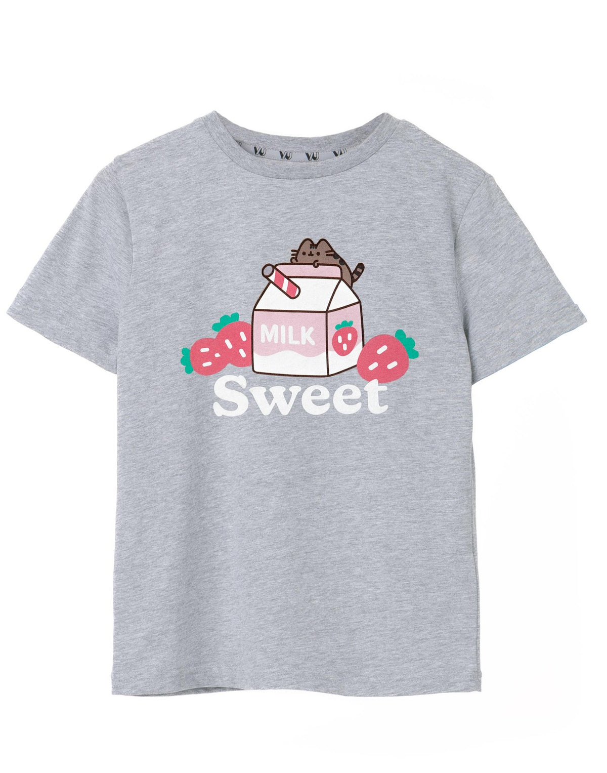 Pusheen Short Sleeved T-Shirt | Girls Grey Marl | Official Merch