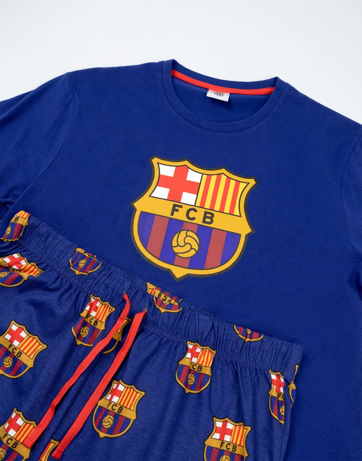 FC Barcelona Short Sleeve Long Leg Pyjama Set | Mens Black | Official Merch