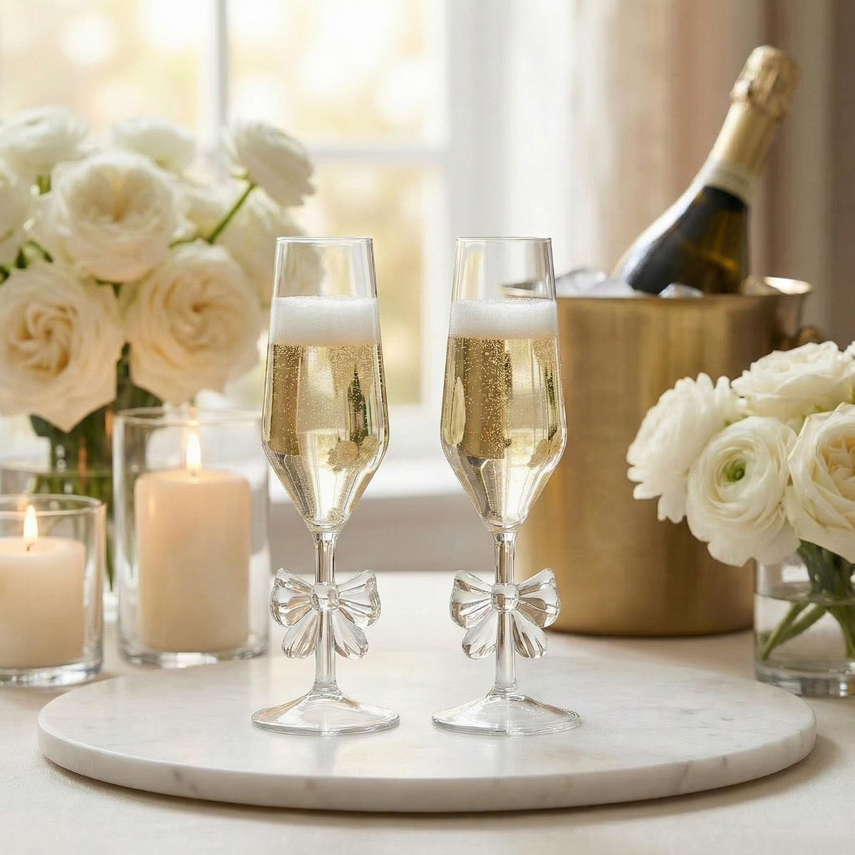 OHS Plastic Glasses Set of 2/4 Reusable Flute Champagne Cocktail Glass Picnic