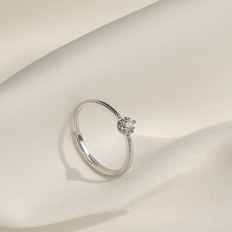 925 Sterling Silver Crystal Adjustable Ring Fashion Women Girls Jewellery Gift