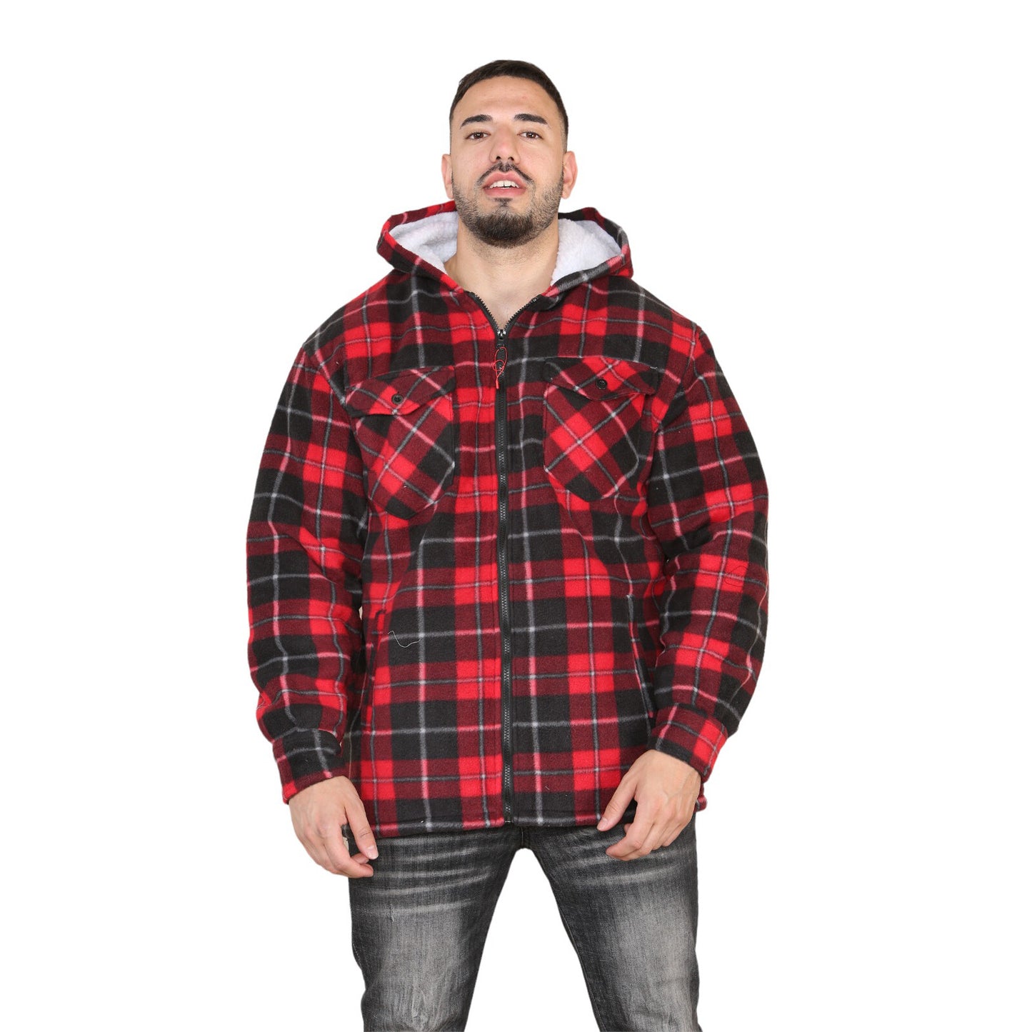 MENS PADDED SHIRT FUR LINED LUMBERJACK FLANNEL WORK JACKET WARM THICK CASUAL TOP