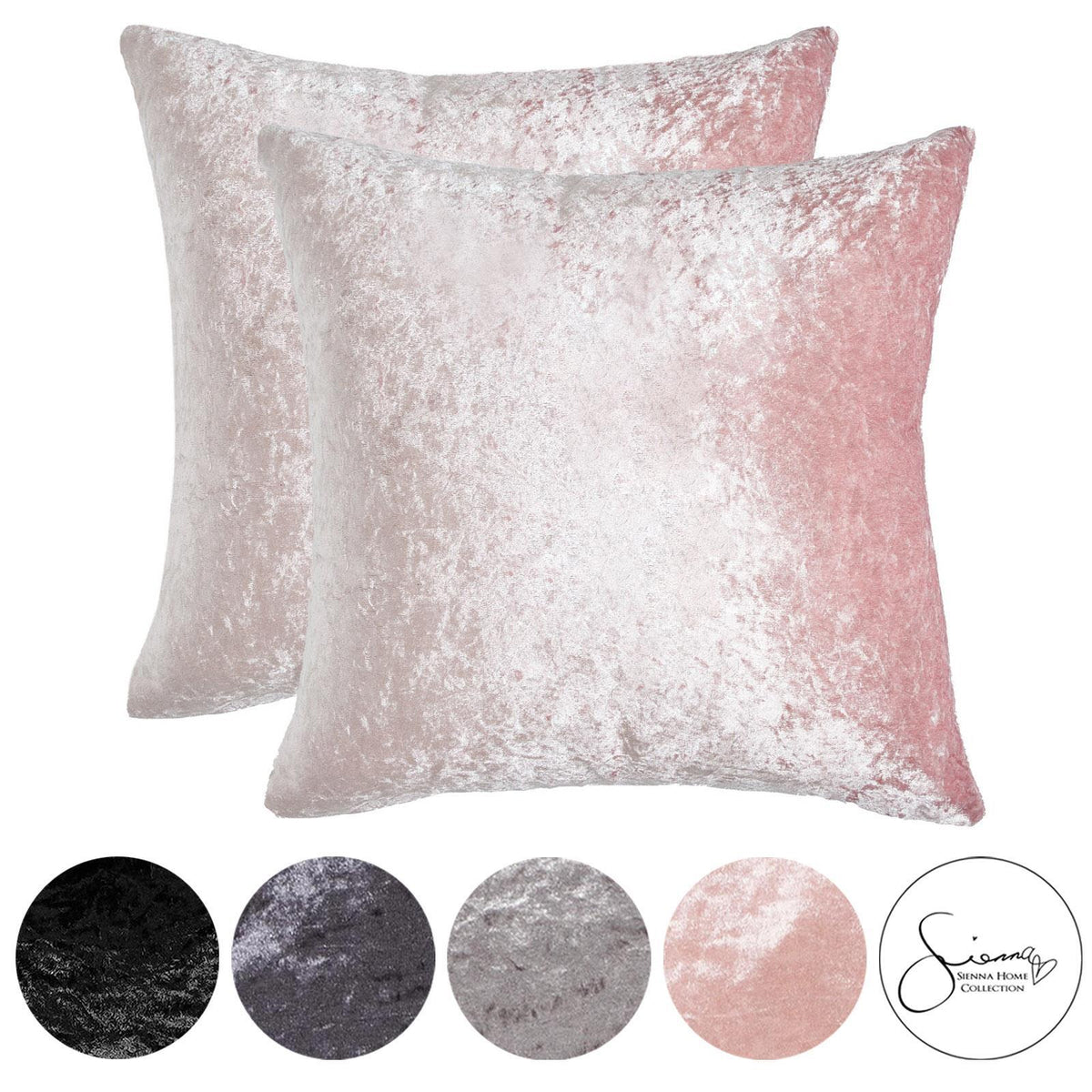 Crushed Velvet Cushion Cover Pack of 2 x Pillow Case Home Decor Sofa Luxury 18"