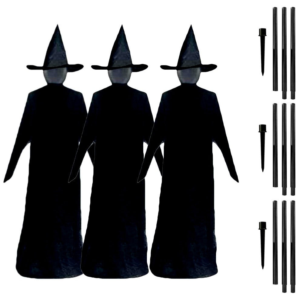 3Pcs Halloween Light-Up Witches with Stakes Outdoor Party Decoration Props UK