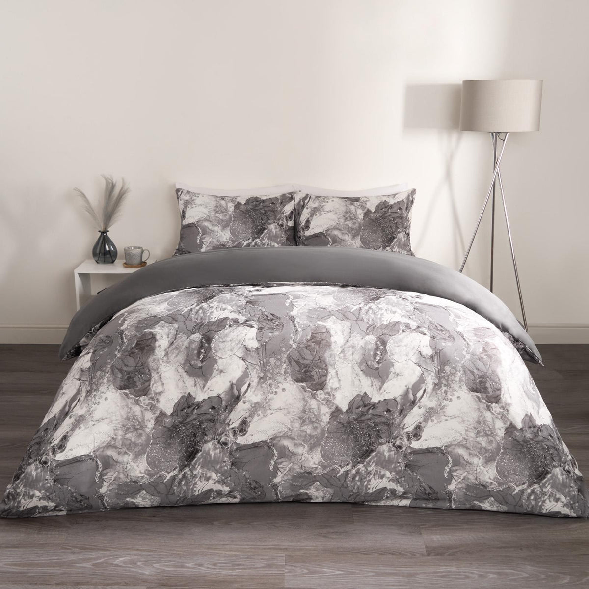 OHS Marble Bedding Set Reversible Duvet Cover with Pillowcase Single Double King