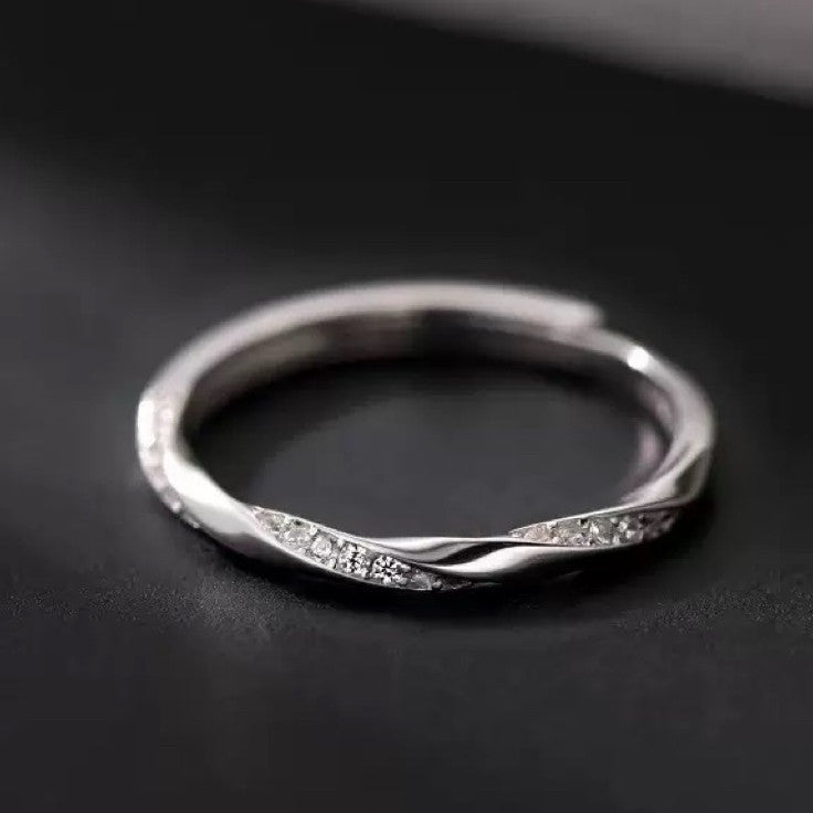 925 Sterling Silver Crystal Fashion Adjustable Ring Women Girls Jewellery Gift