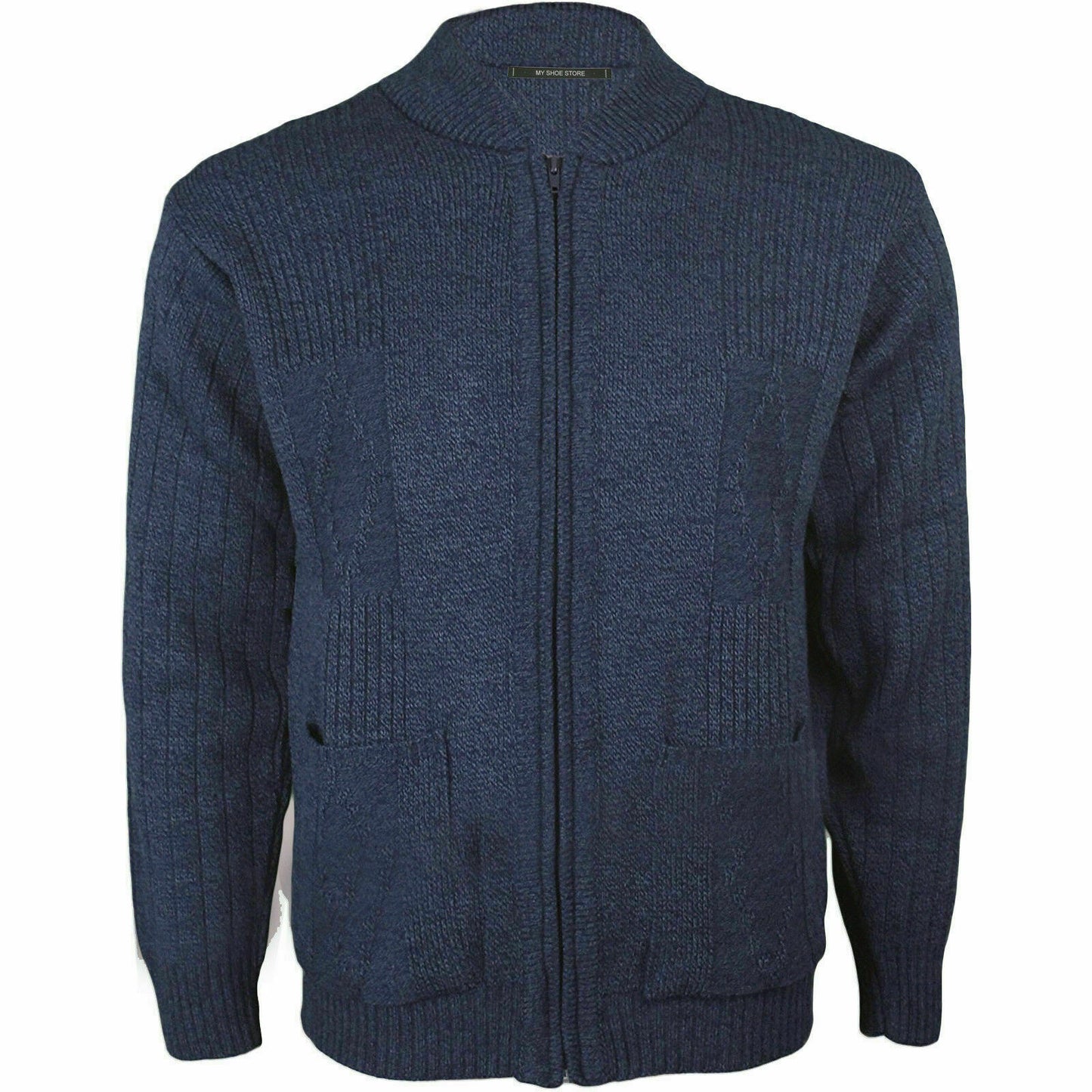 MENS AZTEC PATTERN CARDIGAN ZIP POCKET THICK WINTER WARM SWEATER KNITTED JUMPER
