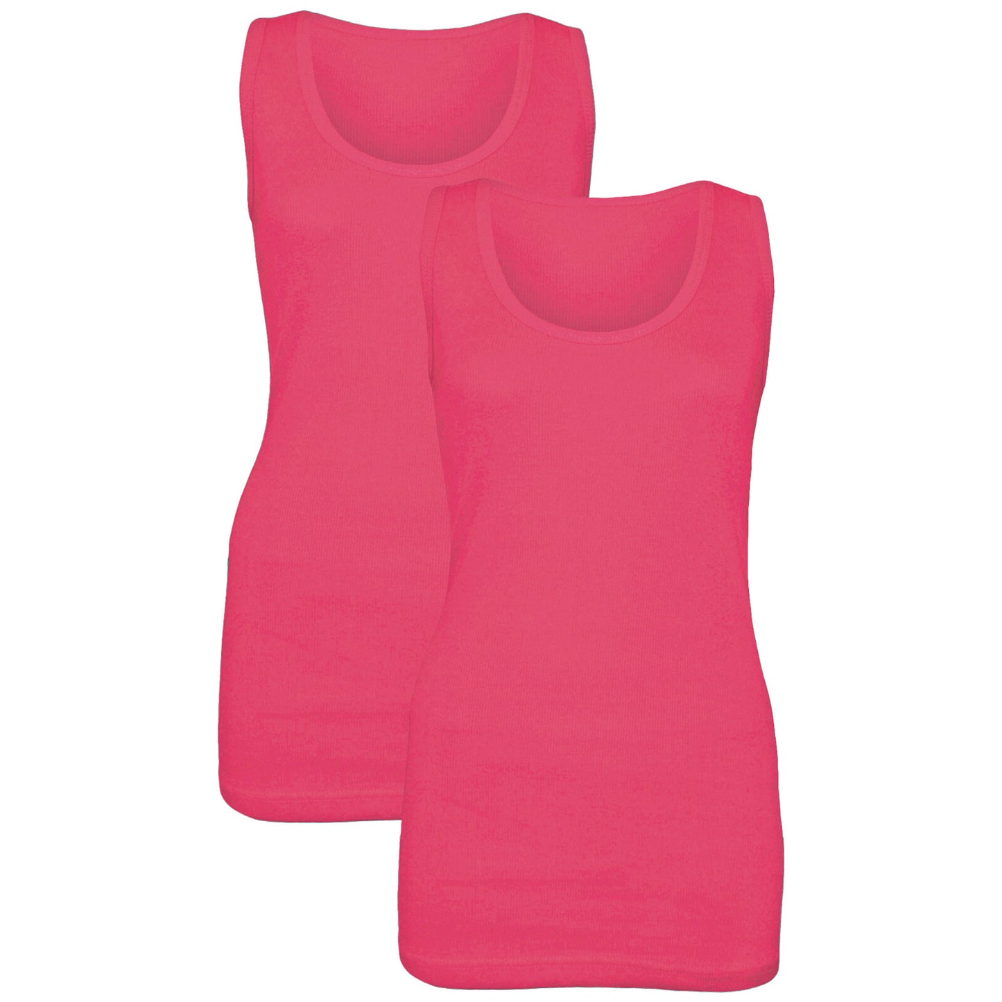 2 PACK NEW LADIES WOMEN PLAIN SUMMER STRETCHY RIBBED CASUAL TOP T SHIRT  VEST