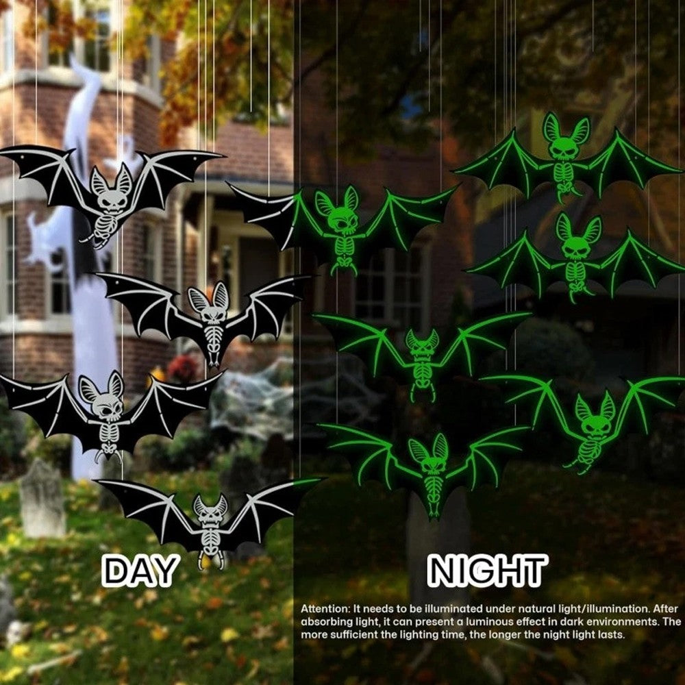 10Pcs Hanging Bats Halloween Decorations Outdoor - Large Flying Plastic Bats UK