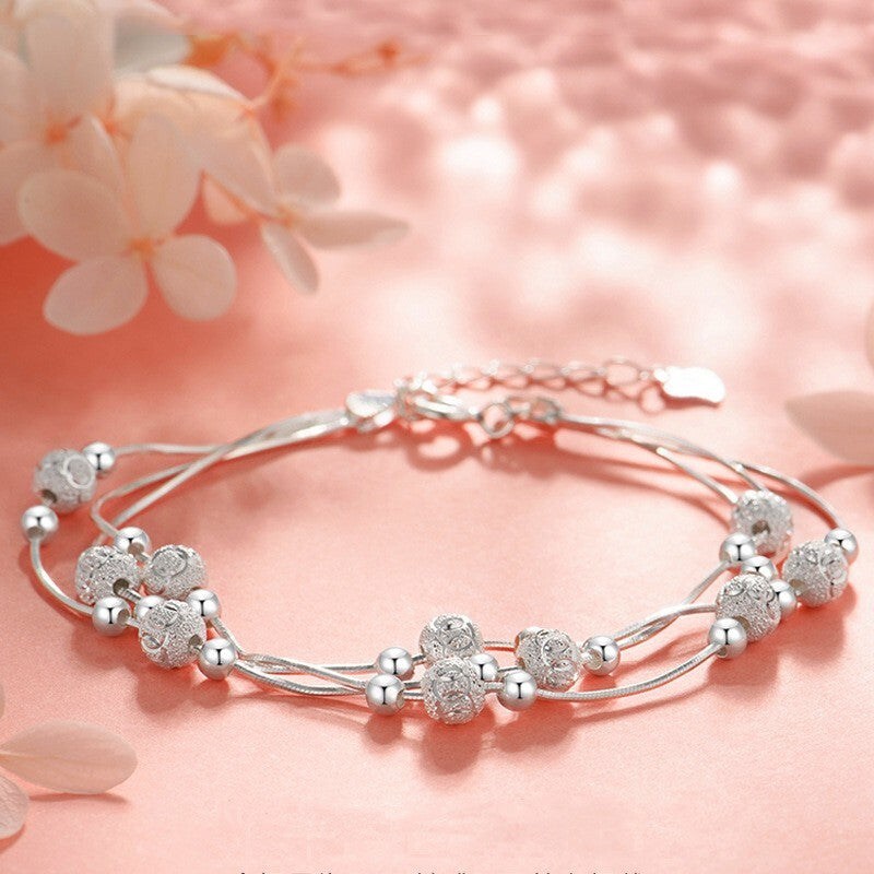 925 Sterling Silver Bead Linked Bracelet Women Girls Jewellery Gift UK