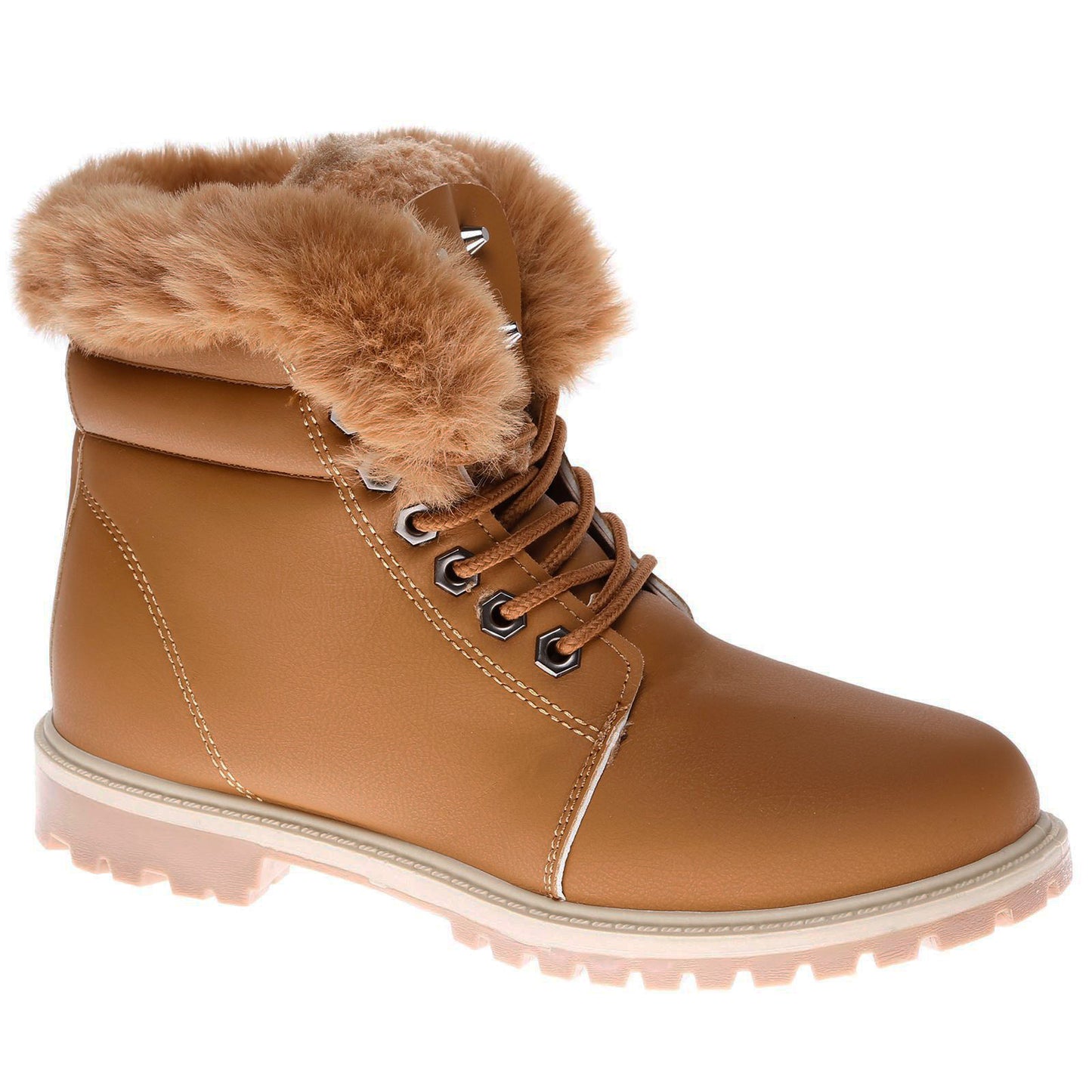 WOMEN LADIES ANKLE FUR LINE BOOTS FLAT GRIP SOLE WINTER ARMY COMBAT WINTER SHOES