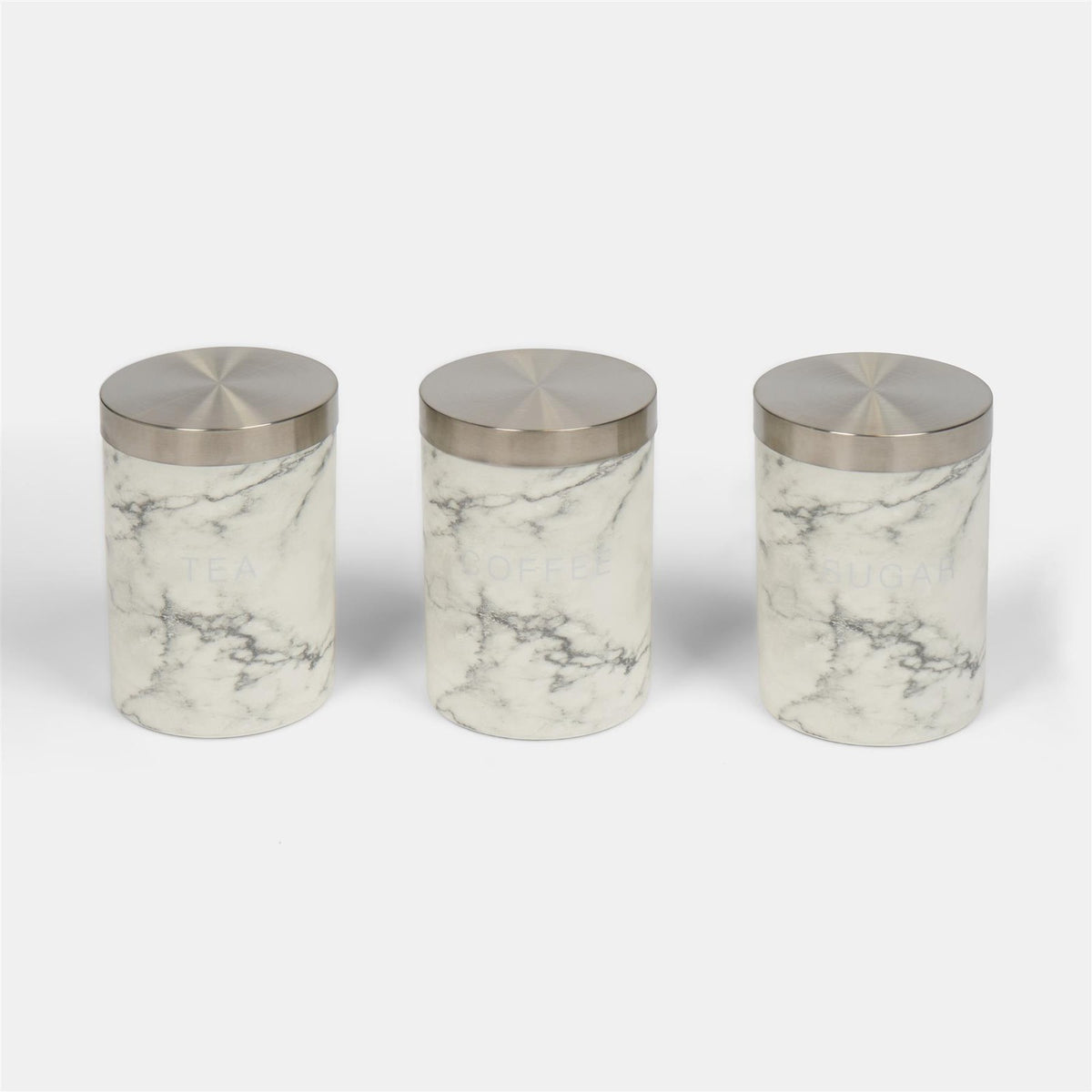 OHS Marble Tea Coffee Sugar Canisters Set of 3 Kitchen Storage Jars with Lids