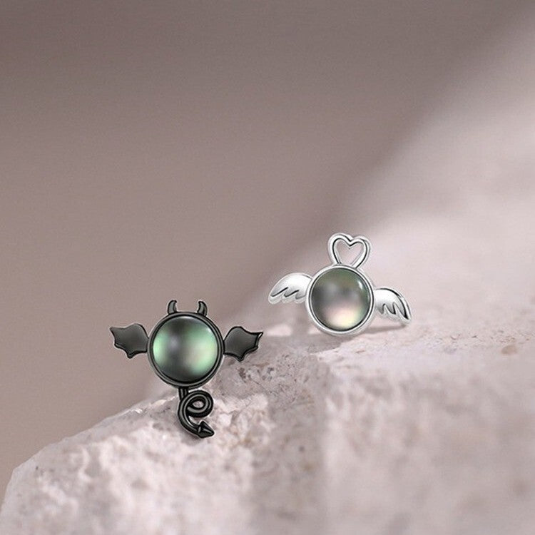 925 Sterling Silver Angel Demon Stud Earrings Jewellery Women Girls Gift UK