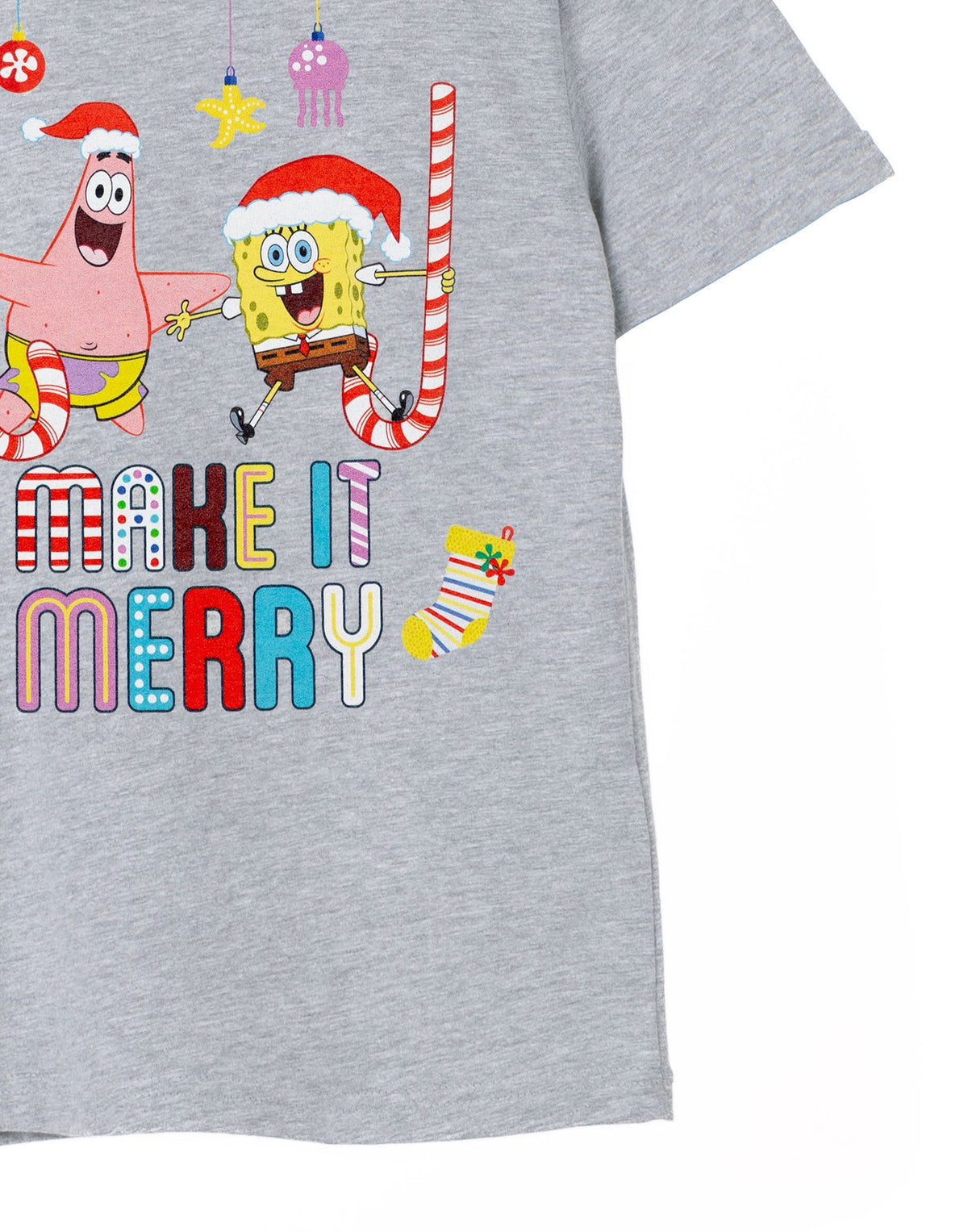 SpongeBob SquarePants Short Sleeved T-Shirt | Unisex Kids Grey Marl | Official M