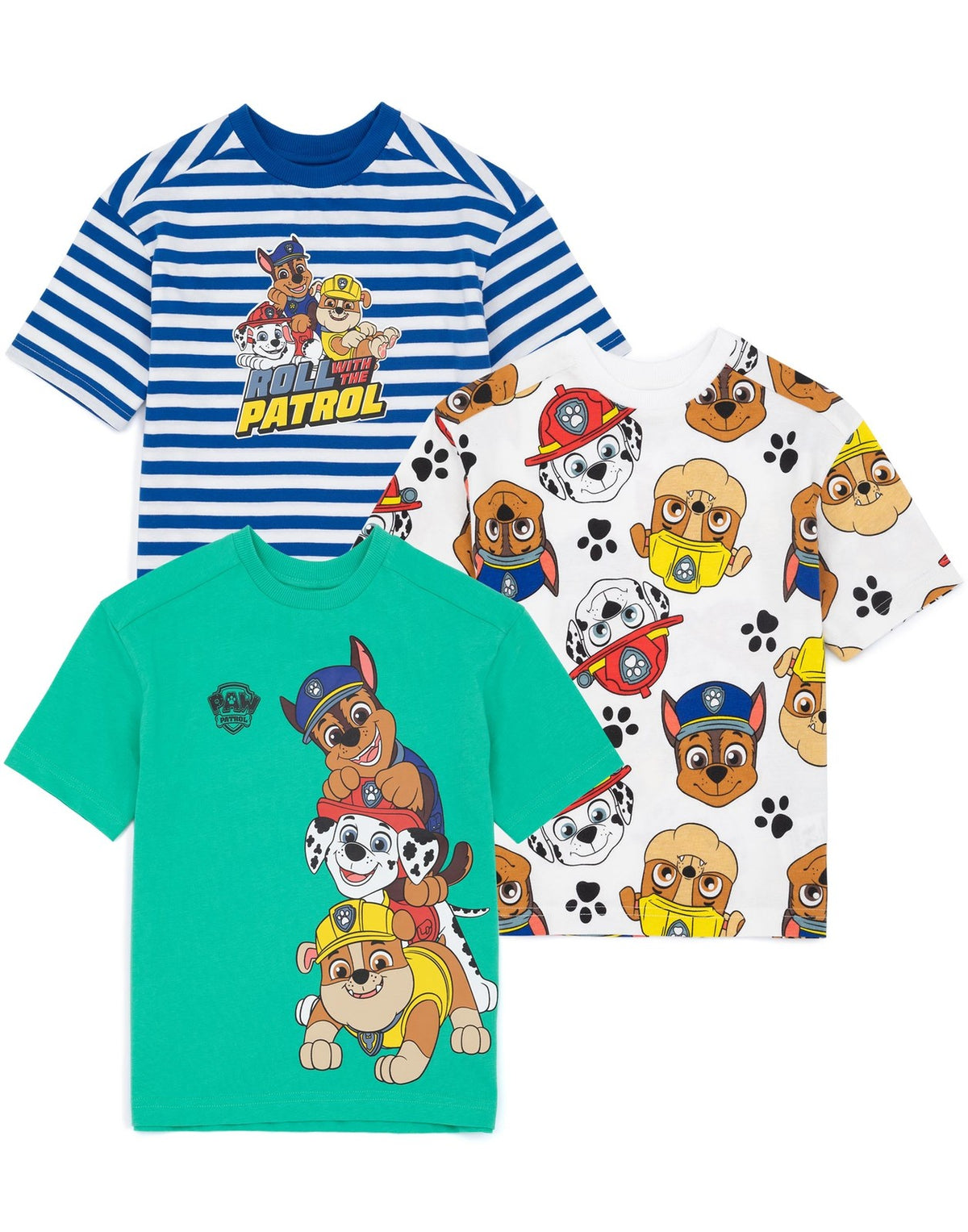Paw Patrol Multi-Pack of 3 Short-Sleeved T-Shirts | Boys Multicoloured | Officia