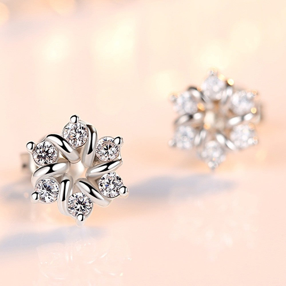 925 Sterling Silver Crystal Swirl Stud Earrings Jewellery Women Girls Gift UK