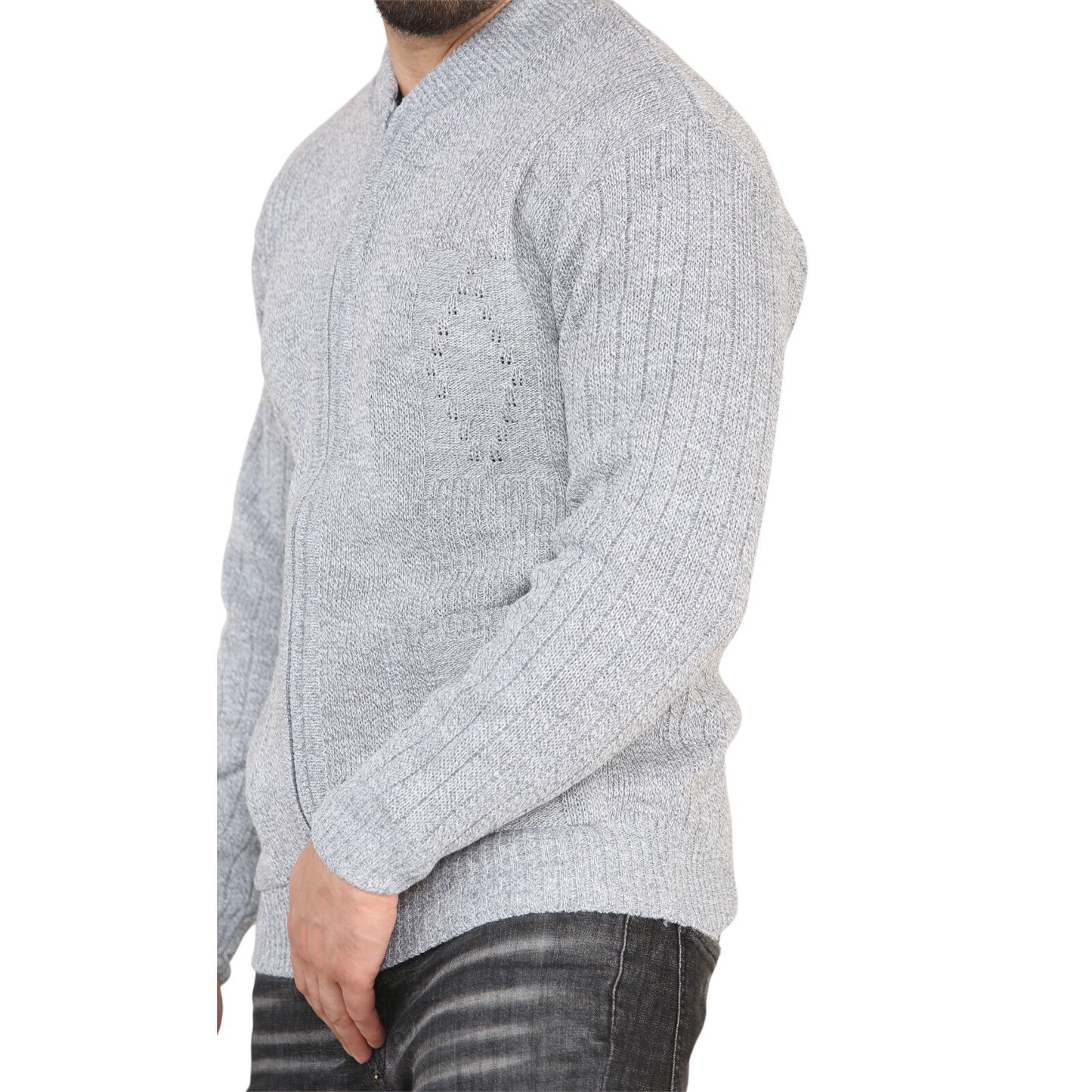MENS AZTEC PATTERN CARDIGAN ZIP POCKET THICK WINTER WARM SWEATER KNITTED JUMPER