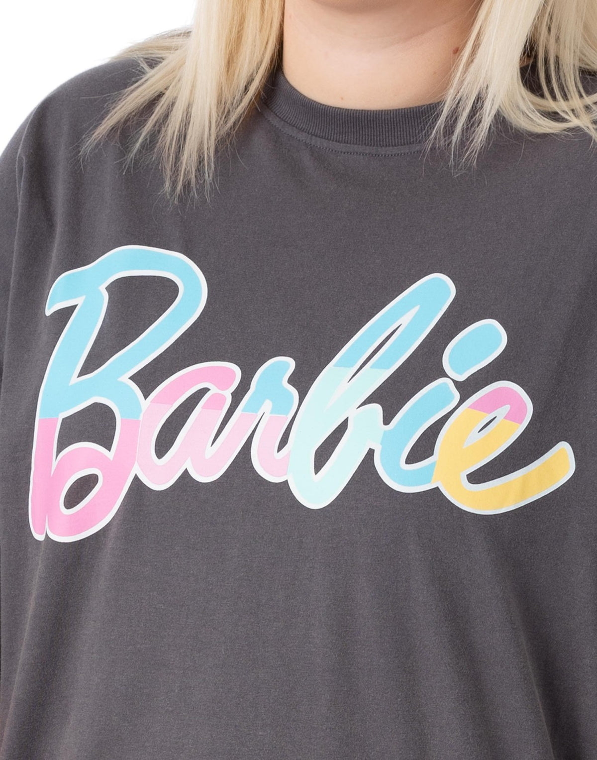 Barbie Short Sleeve Skater Dress | Womens Dark Grey | Official Merch