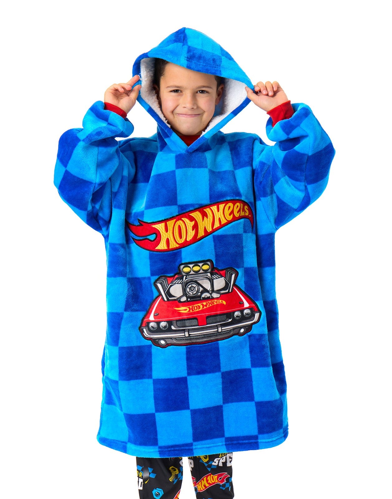 Hot Wheels Blanket Hoodie | Boys Blue | Official Merch