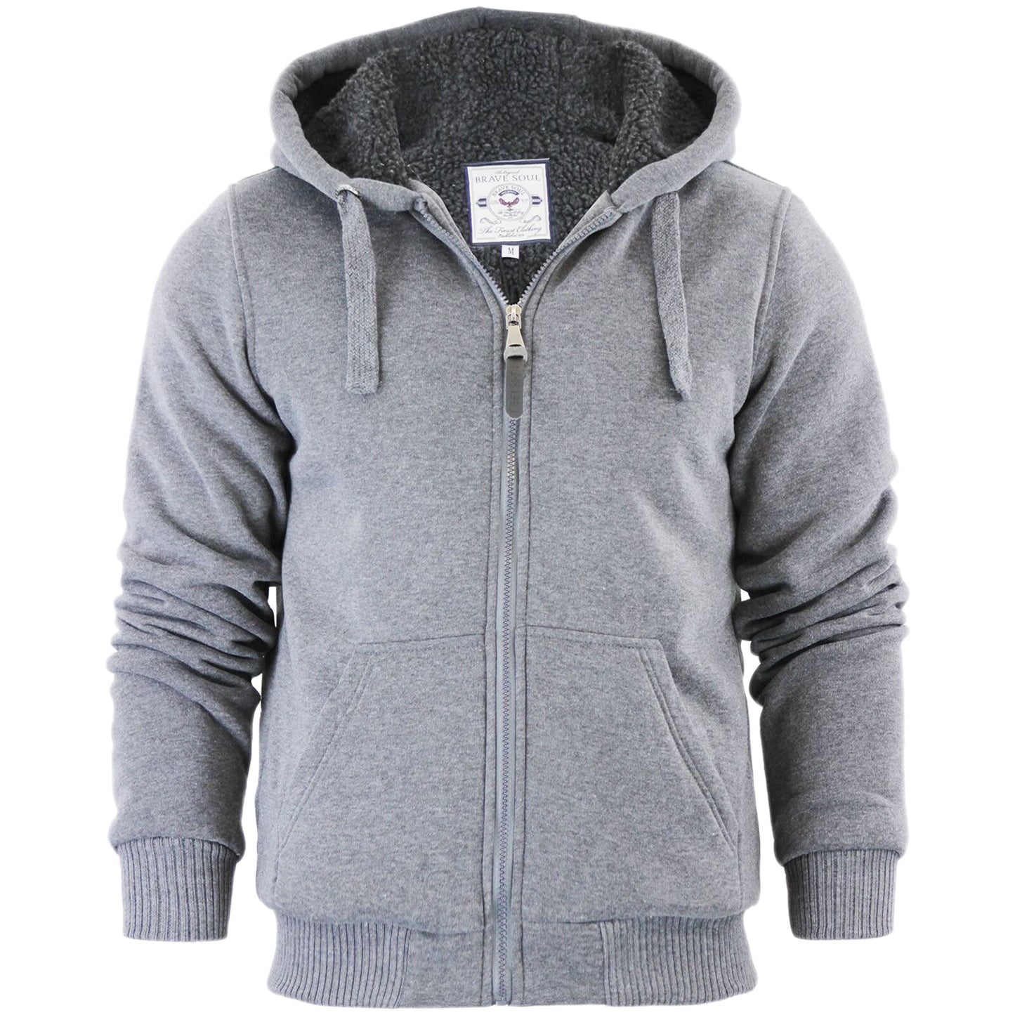 MENS HOODED PADDED SWEATSHIRT HOODY SHERPA FLEECE FUR LINED JUMPER JACKETS TOPS