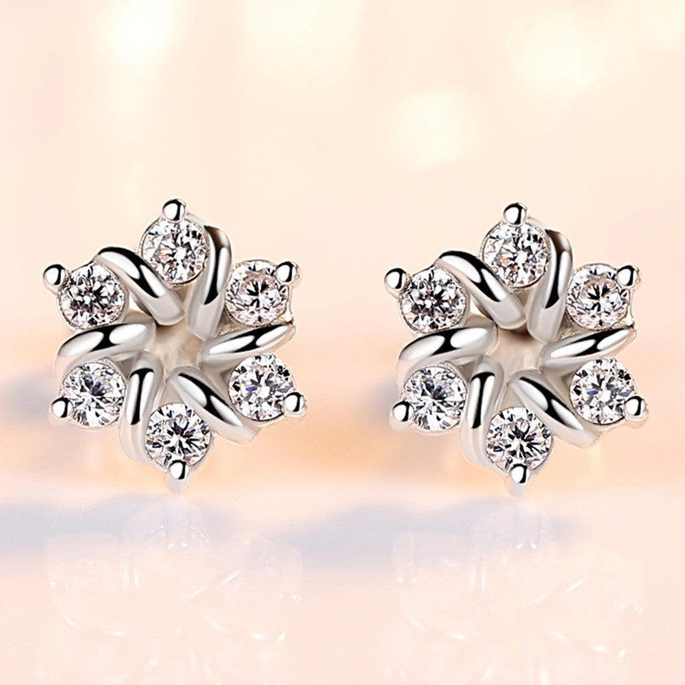 925 Sterling Silver Crystal Swirl Stud Earrings Jewellery Women Girls Gift UK
