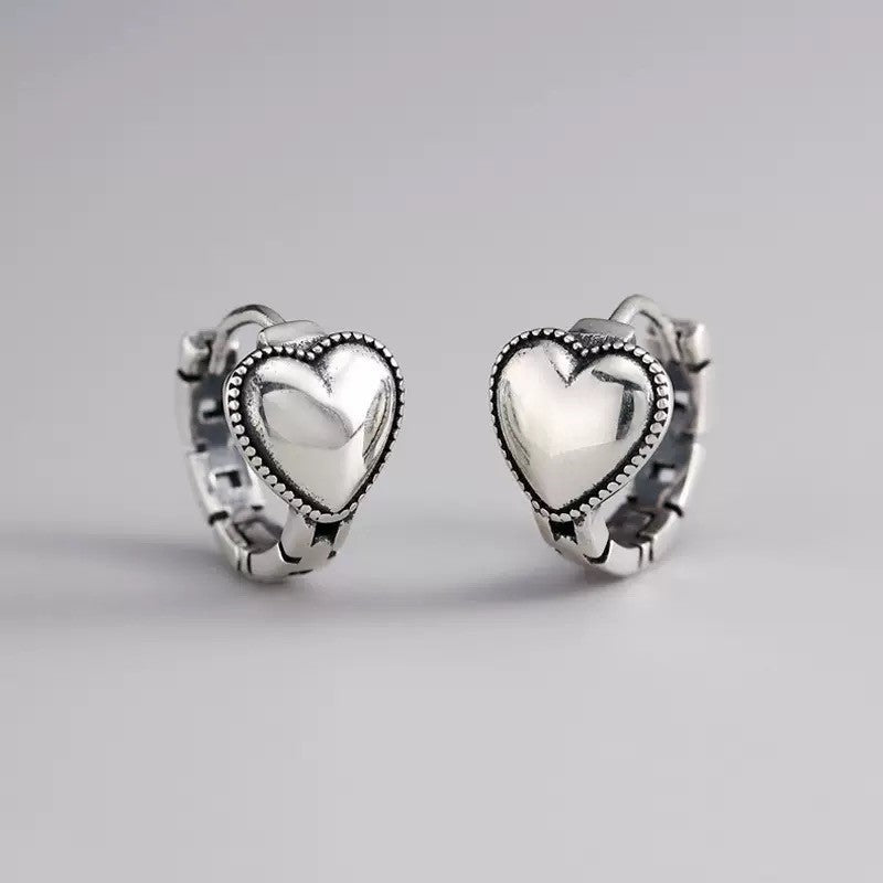 925 Sterling Silver Vintage Heart Hoop Earrings Jewellery Women Girls Gift UK