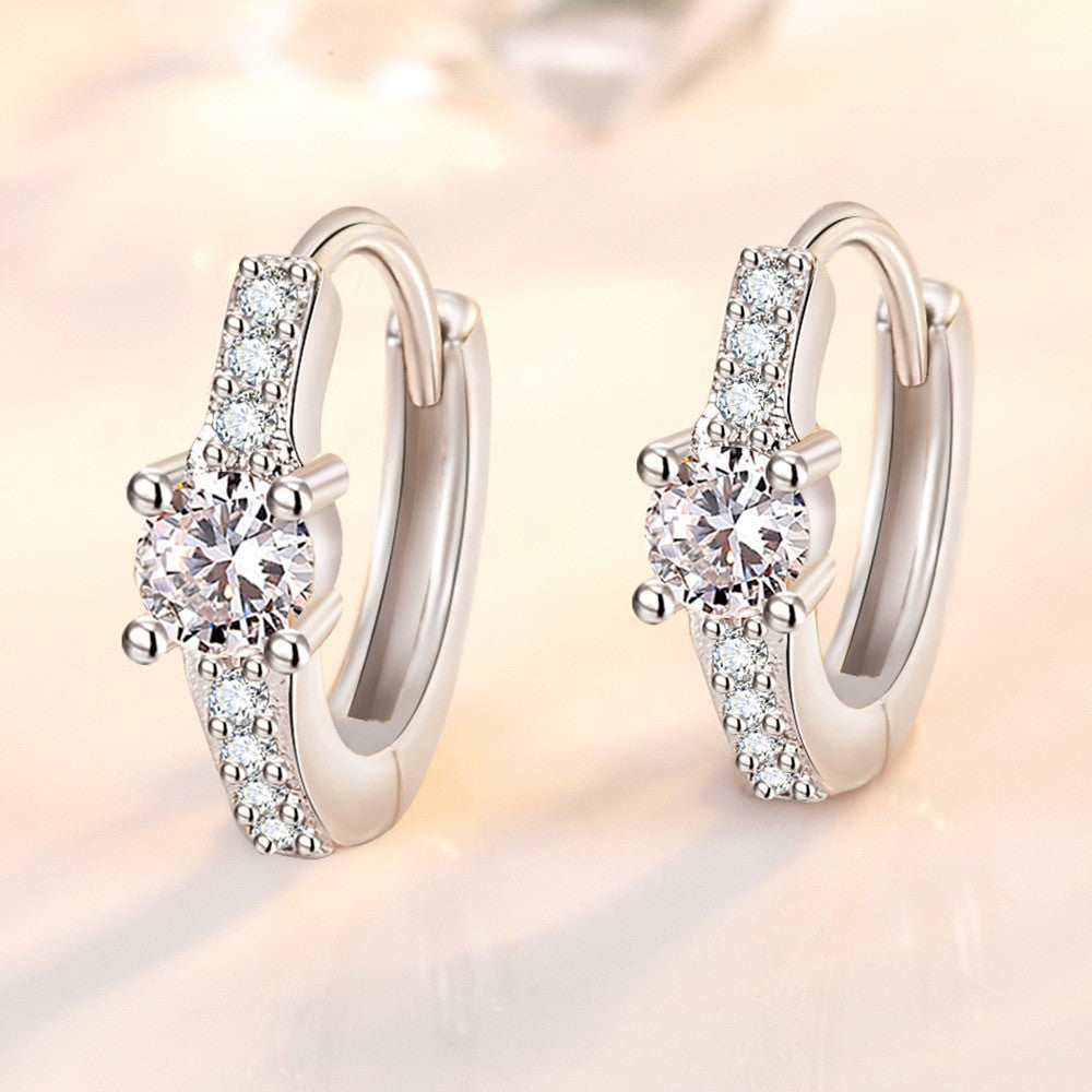 925 Sterling Silver Crystal Cubic Zirconia Hoop Earrings Women Girls Jewellery