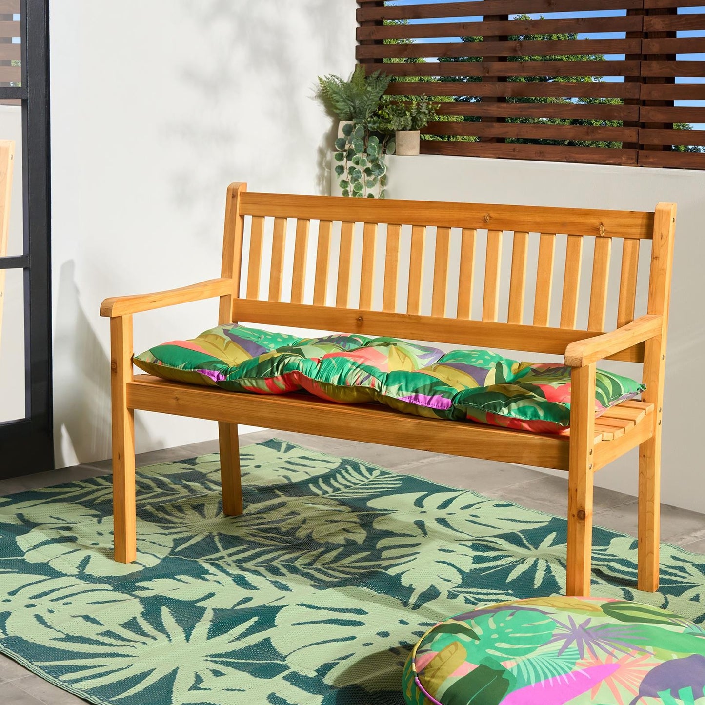 OHS Wood Garden Bench 2 Seater Outdoor Patio Rustic Chair Seat with Back Arms