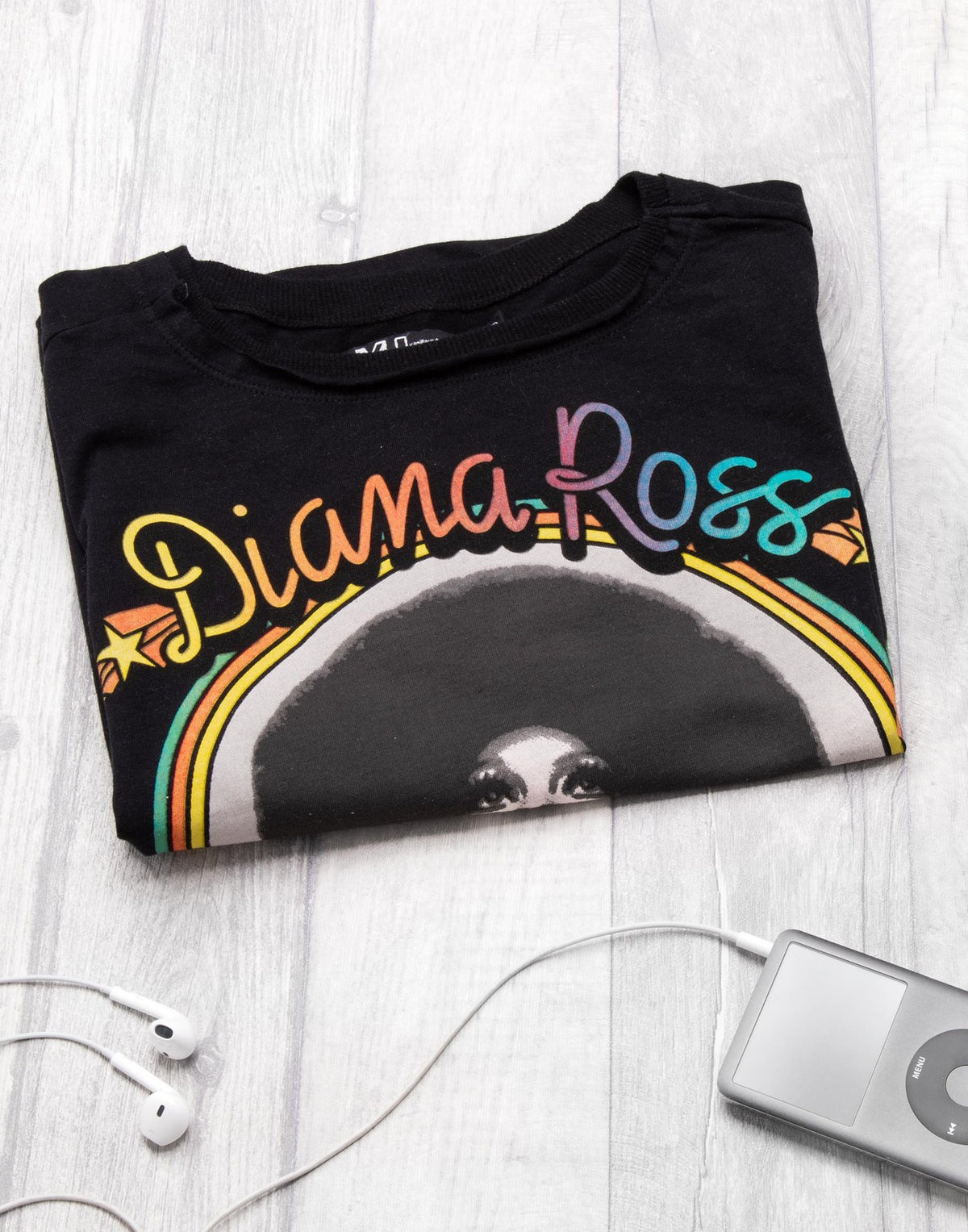 Diana Ross Cropped Short Sleeved T-Shirt | Womens Black | Official Merch