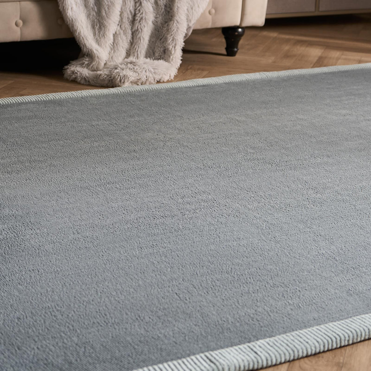 OHS Contrast Border Rug Non Slip Tufted Hallway Runner Floor Carpet